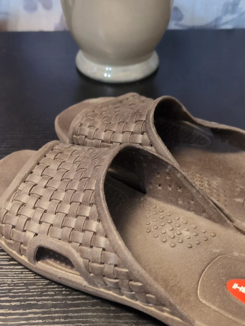 Okabashi Men's Brown Woven Slide Sandals